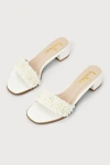 Lulus Adelaide White Pearl High Heel Slide Sandal Heels In White