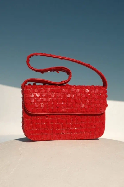 Lulus Adeliza Red Sequin Beaded Shoulder Bag