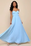 Lulus Admirable Elegance Light Blue Pleated Bustier Maxi Dress In Light Blue