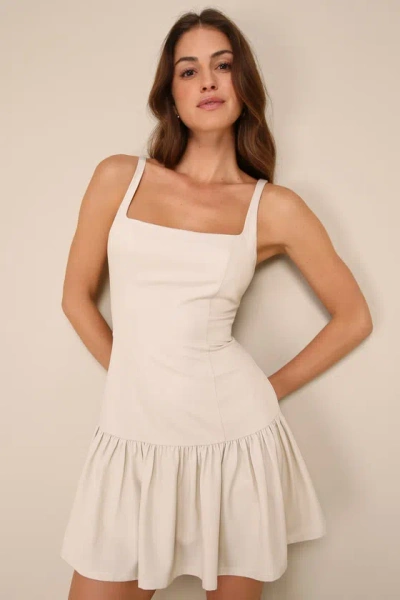 Lulus Adorable Concept Beige Lace-up Backless Drop Waist Mini Dress