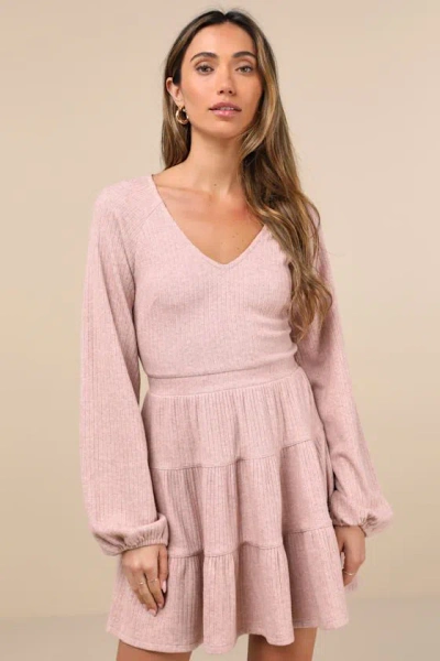 lulus grey sweater dress Women's No Better Time Grey Ribbed Knit Sweater Mini Dress | Size: L