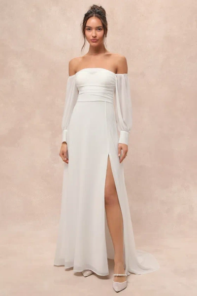 Lulus Adorna White Off-the-shoulder Maxi Dress