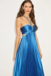 Lulus Aerin Blue Pleated Cutout Midi Dress