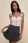 Lulus Aesthetic Mentality Black Bubble Hem Mini Skirt In Black