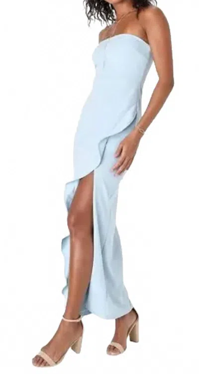 LULUS AFTER HOURS STRAPLESS RUFFLED MAXI DRESS IN LIGHT BLUE