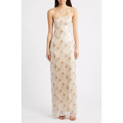 Lulus Afton Sequin Strapless Sheath Gown In White