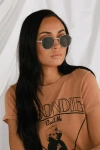 Lulus Agreed Gold Round Sunglasses In Gold