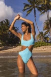 Lulus Airlie Bright Blue Eyelet O-ring One-piece Swimsuit In Blue