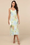 Lulus Akhila Light Blue Multi Tie-dye Sleeveless Midi Dress