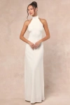 Lulus Alaura White Backless Halter Maxi Dress In White
