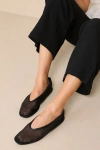Lulus Aldan Black Sheer Mesh Ballet Flats In Black