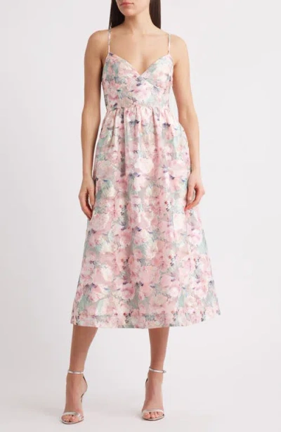 Lulus Alice Bow Back Sleeveless Midi Dress In Pink Floral