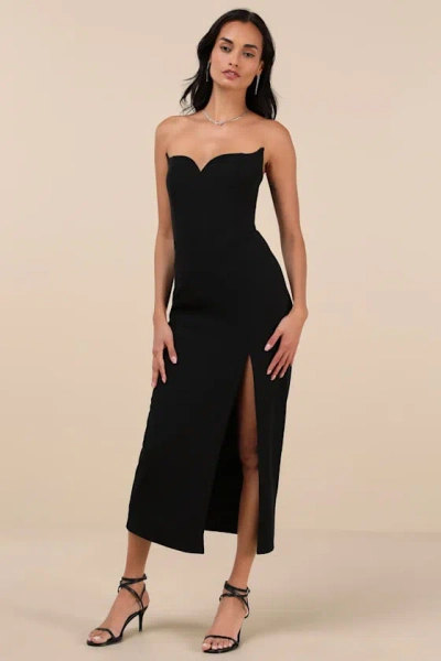Lulus Aliyas Black Strapless Midi Dress