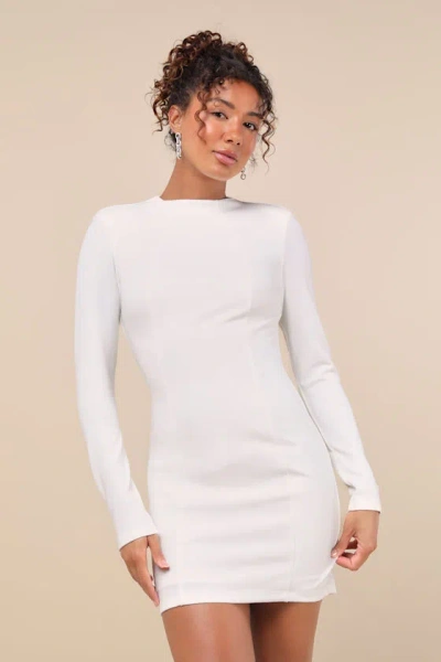 Lulus All That You Wish For White Mock Neck Cutout Bodycon Dress