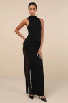 Lulus Alluring Influence Black Mock Neck Sleeveless Maxi Dress In Black
