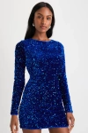 Lulus Alluring Radiance Royal Blue Sequin Cutout Bodycon Mini Dress In Royal Blue