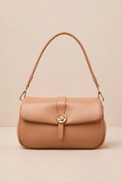 Lulus Almas Brown Puffy Vegan Leather Shoulder Bag