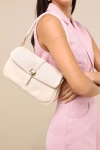 Lulus Almas Cream Puffy Vegan Leather Shoulder Bag In White