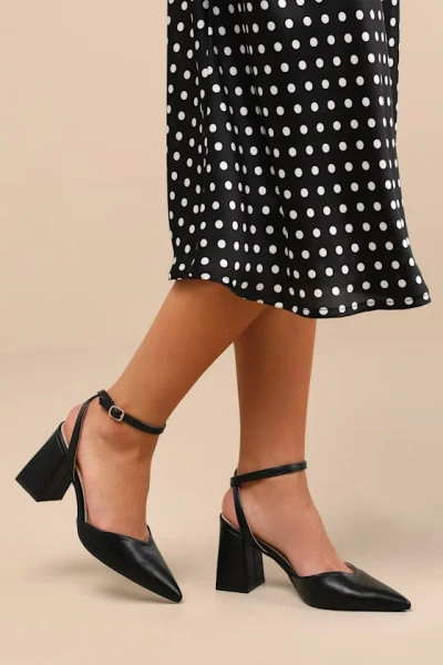 Lulus Alodie Black Pointed-toe Ankle Strap Pumps