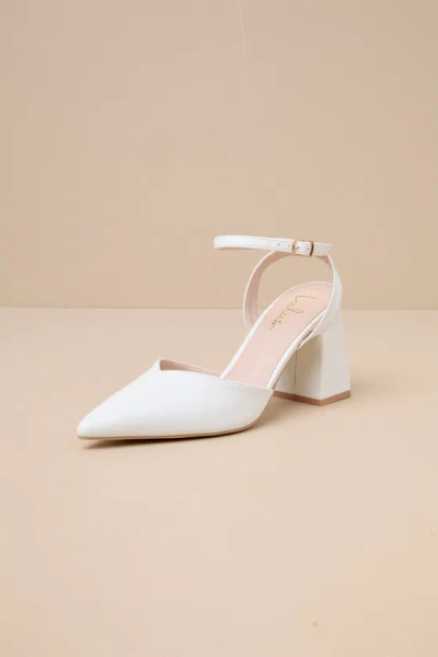 Lulus Alodie White Pointed-toe Ankle Strap Pumps