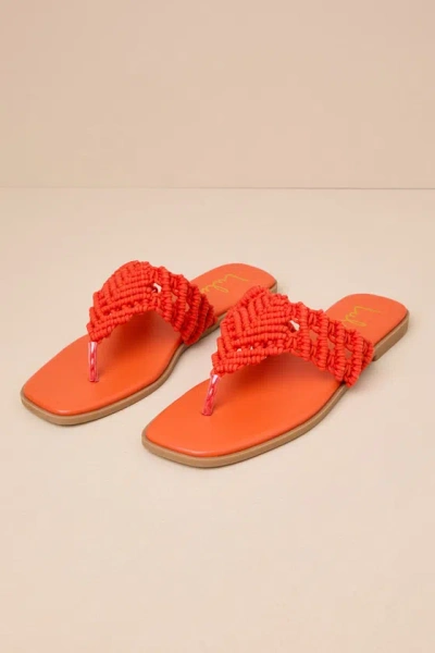 Lulus Alohi Orange Macrame Sandals