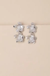 Lulus Alstra Silver Flower Statement Earrings