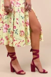 Lulus Alta Sangria Suede Lace-up Heels