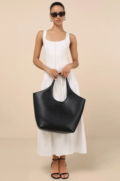 Lulus Altair Black Vegan Leather Tote Bag