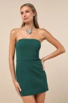 Lulus Always A Trendsetter Dark Green Strapless Skort Romper In Dark Green