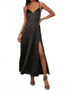 Lulus Always Audacious Satin Tie Back Midi Dress In Black In Black