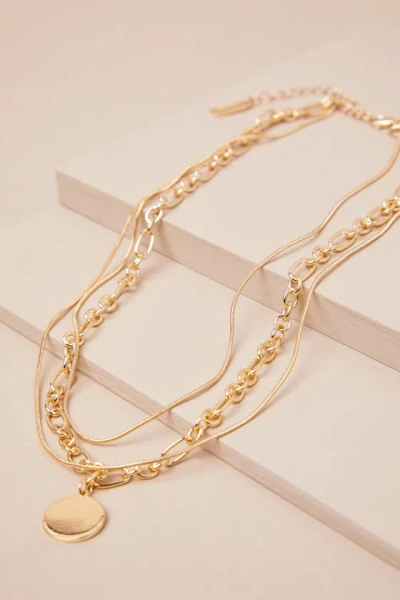 Lulus Alyra Gold Layered Coin Necklace