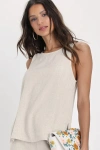 Lulus Amalfi Attitude Beige Linen Tank Top In Beige