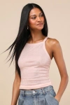 Lulus Amata Blush Rhinestone Racerback Tank Top