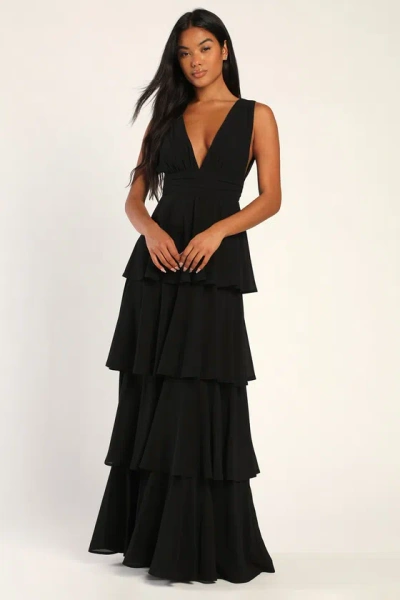 Lulus Amazing Evening Black Tiered Maxi Dress
