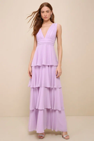 Lulus Amazing Evening Lavender Tiered Maxi Dress In Purple