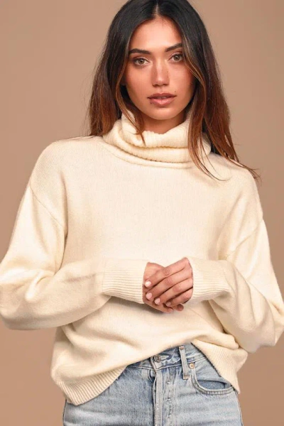 Lulus Amazing Memories Ivory Cowl Neck Sweater