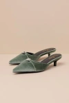 Lulus Ambersen Sage Velvet Pointed-toe Kitten Heel Pumps In Green