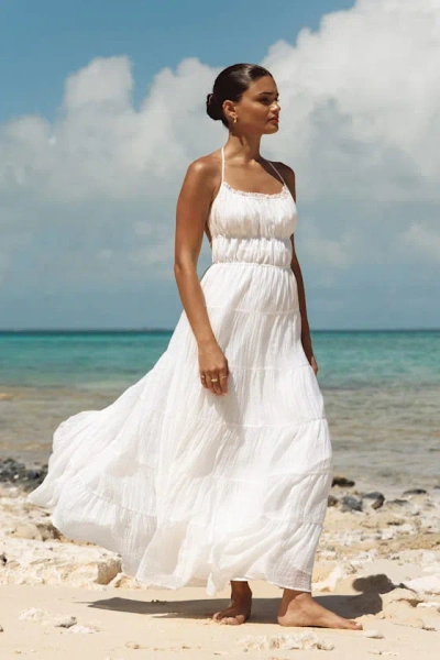 Lulus Ameera White Textured Tiered Backless Maxi Dress