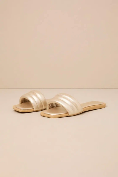 Lulus Ameeria Champagne Flat Slide Sandals