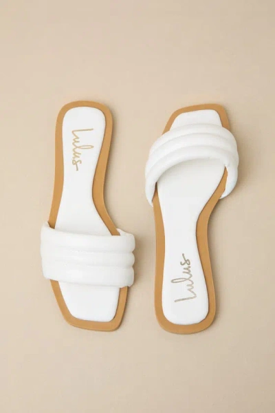 Lulus Ameeria White Flat Slide Sandals
