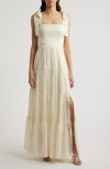 Lulus Andrea Jacquard Maxi Cocktail Dress In Cream