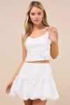 Lulus Angelic Perception White Taffeta Bubble-hem Mini Skirt In White