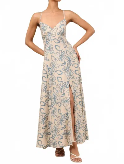 Lulus Angelika Floral Sleeveless Midi Dress In Beige In Neutral