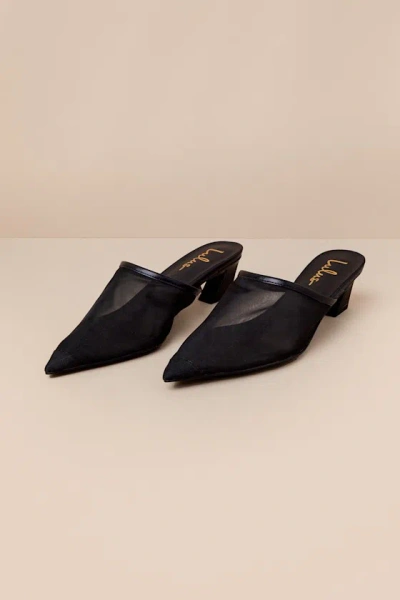 Lulus Annistan Black Mesh Pointed-toe Mule Pumps