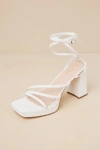 Lulus Antonnia White Strappy High Heel Ankle Wrap Sandals In White