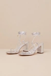 Lulus Aribaa Silver Lace-up High Heel Sandals In Silver