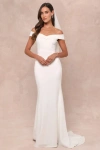 Lulus Arienne White Off-the-shoulder Mermaid Maxi Dress In White
