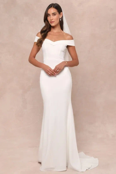 Lulus Arienne White Off-the-shoulder Mermaid Maxi Dress