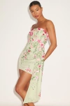 Lulus Aritz Sage Green Embroidered Sash Strapless Mini Dress