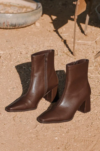 Lulus Ariyah Chocolate Brown Low Heel Ankle Booties